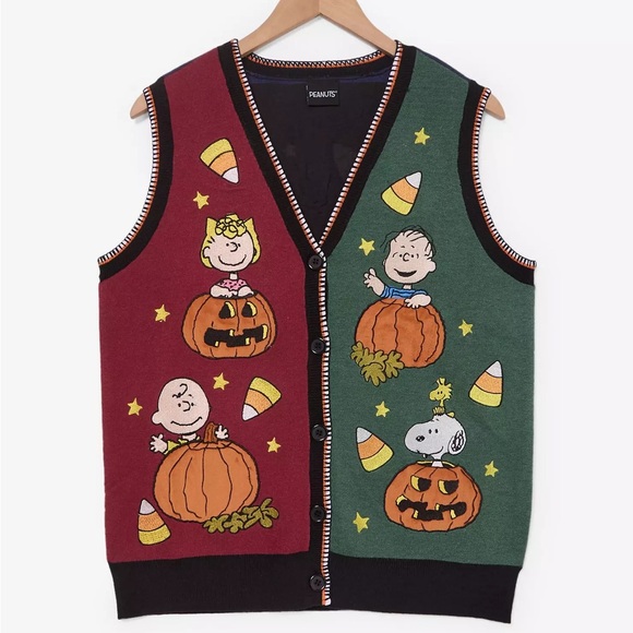 Peanuts Characters Halloween Color Block Women's Sweater Vest BoxLunch Exclusive - Picture 1 of 4